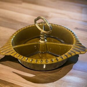 Mid- Century 1950s California Pottery Divided Dish relish condiment mcm